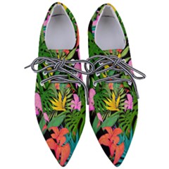 Tropical Leaves                Women s Pointed Oxford Shoes by LalyLauraFLM