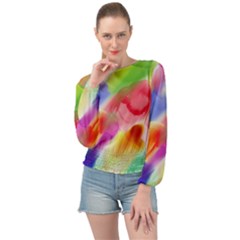 Colorful Watercolors                   Banded Bottom Chiffon Top by LalyLauraFLM