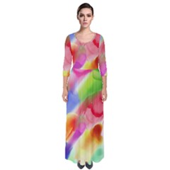 Colorful Watercolors                      Quarter Sleeve Maxi Dress by LalyLauraFLM