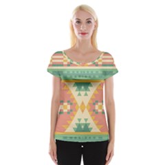 Shapes In Pastel Colors                     Women s Cap Sleeve Top
