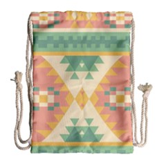Shapes In Pastel Colors                     Large Drawstring Bag by LalyLauraFLM