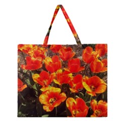 Orange Tulips At The Commons Zipper Large Tote Bag by Riverwoman