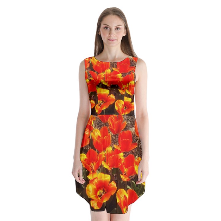 Orange tulips at the Commons Sleeveless Chiffon Dress  