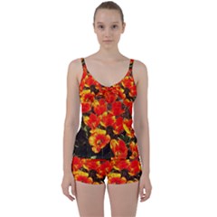 Orange Tulips At The Commons Tie Front Two Piece Tankini by Riverwoman