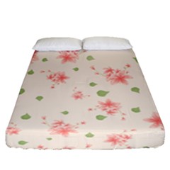 Pink Flowers Pattern Spring Nature Fitted Sheet (queen Size) by TeesDeck