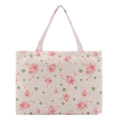 Pink Flowers Pattern Spring Nature Medium Tote Bag by TeesDeck