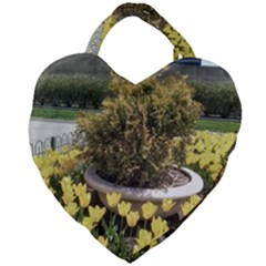 Columbus Commons Yellow Tulips Giant Heart Shaped Tote by Riverwoman