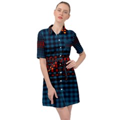 Signal Background Pattern Light Texture Belted Shirt Dress by Sudhe