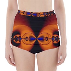 Abstract Artwork Fractal Background Black Orange High-waisted Bikini Bottoms by Sudhe