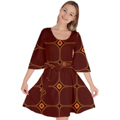 Background Pattern Design Geometric Brown Velour Kimono Dress