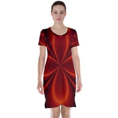 Abstract Background Design Red Short Sleeve Nightdress by Sudhe