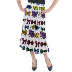 Bows Cartoon Ribbon Midi Mermaid Skirt by Bajindul