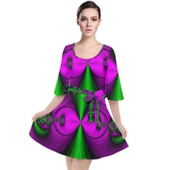 Abstract Artwork Fractal Background Green Purple Velour Kimono Dress