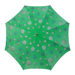 Snowflakes Winter Christmas Green Golf Umbrellas by HermanTelo