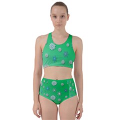 Snowflakes Winter Christmas Green Racer Back Bikini Set