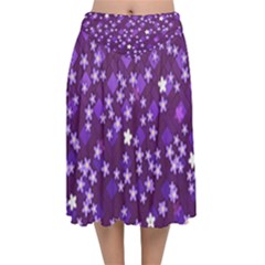 Ross Pattern Square Velvet Flared Midi Skirt