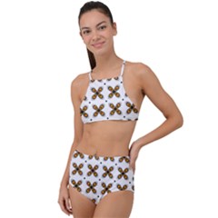 Pattern Orange High Waist Tankini Set by HermanTelo