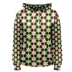 Pattern Flowers White Green Women s Pullover Hoodie