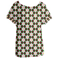 Pattern Flowers White Green Women s Oversized Tee by HermanTelo