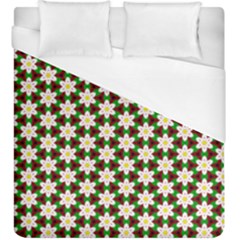 Pattern Flowers White Green Duvet Cover (king Size)
