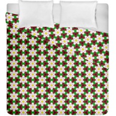 Pattern Flowers White Green Duvet Cover Double Side (king Size) by HermanTelo