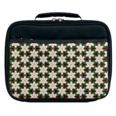 Pattern Flowers White Green Lunch Bag by HermanTelo