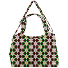 Pattern Flowers White Green Double Compartment Shoulder Bag by HermanTelo