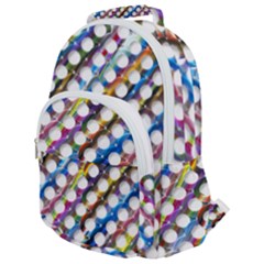 Rings Geometric Circles Random Rounded Multi Pocket Backpack by HermanTelo