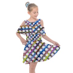 Rings Geometric Circles Random Kids  Shoulder Cutout Chiffon Dress