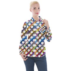 Rings Geometric Circles Random Women s Long Sleeve Pocket Shirt