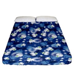 White Flowers Summer Plant Fitted Sheet (california King Size)