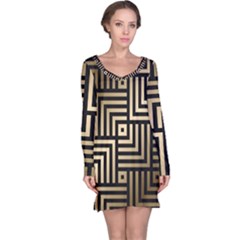 Geometric Pattern   Seamless Luxury Gold Vector Long Sleeve Nightdress by Sudhe