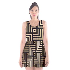 Geometric Pattern   Seamless Luxury Gold Vector Scoop Neck Skater Dress