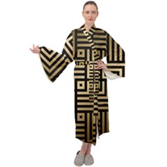 Geometric Pattern   Seamless Luxury Gold Vector Maxi Tie Front Velour Kimono by Sudhe