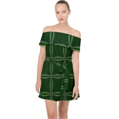 Background Pattern Design Geometric Green Off Shoulder Chiffon Dress by Sudhe