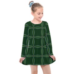 Background Pattern Design Geometric Green Kids  Long Sleeve Dress by Sudhe