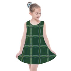 Background Pattern Design Geometric Green Kids  Summer Dress