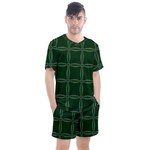 Background Pattern Design Geometric Green Men s Mesh Tee And Shorts Set by Sudhe