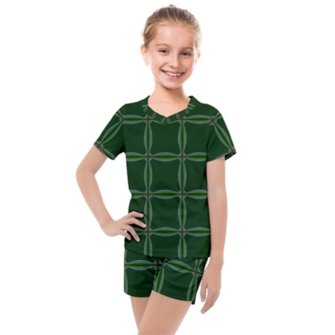 Background Pattern Design Geometric Green Kids  Mesh Tee And Shorts Set by Sudhe