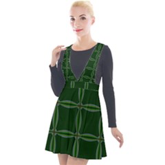 Background Pattern Design Geometric Green Plunge Pinafore Velour Dress