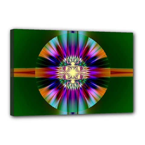Abstract Art Fractal Creative Green Canvas 18  x 12  (Stretched)
