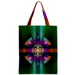 Abstract Art Fractal Creative Green Zipper Classic Tote Bag