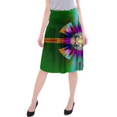 Abstract Art Fractal Creative Green Midi Beach Skirt