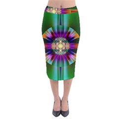 Abstract Art Fractal Creative Green Midi Pencil Skirt