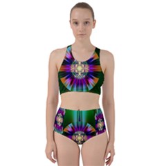 Abstract Art Fractal Creative Green Racer Back Bikini Set