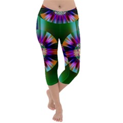 Abstract Art Fractal Creative Green Lightweight Velour Capri Yoga Leggings