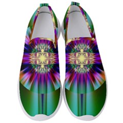 Abstract Art Fractal Creative Green Men s Slip On Sneakers