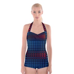 Signal Background Pattern Light Texture Boyleg Halter Swimsuit 