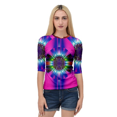 Abstract Art Fractal Creative Pink Quarter Sleeve Raglan Tee by Sudhe