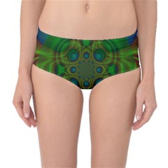 Abstract Background Design Green Mid-waist Bikini Bottoms